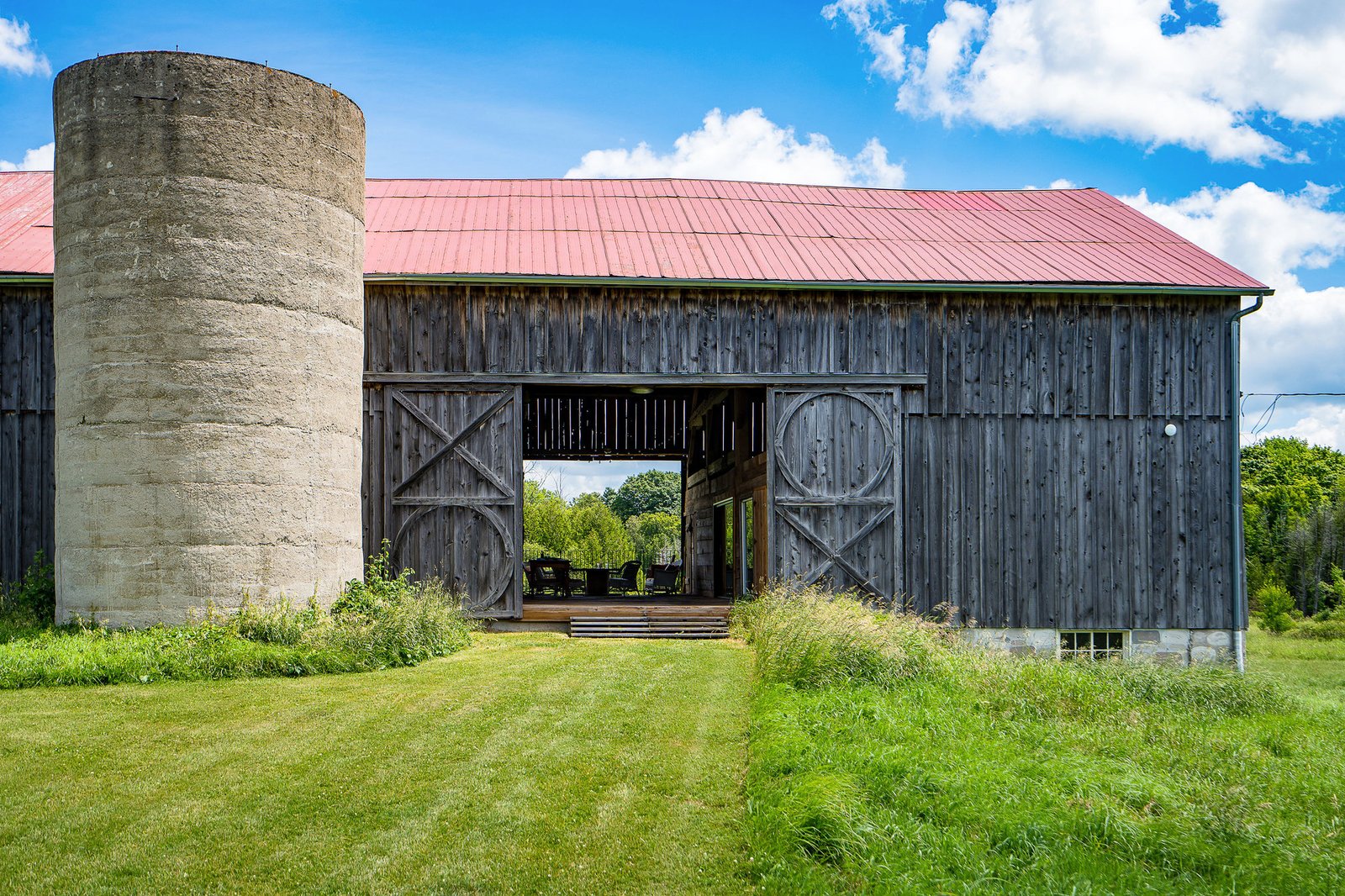 Barn exterior with silo